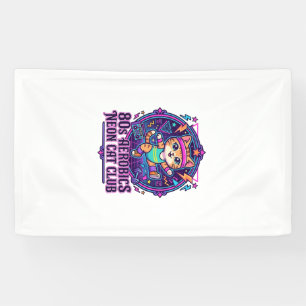 Neon Kat Ontwerp voor Liefhebbers van Grappige Kat Spandoek