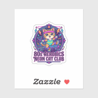 Neon Kat Ontwerp voor Liefhebbers van Grappige Kat Sticker