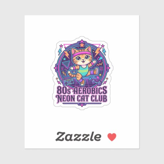 Neon Kat Ontwerp voor Liefhebbers van Grappige Kat Sticker (Vel)