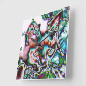 Neon Kat Vierkante Klok (Hoek)