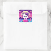 Neon Kat Vierkante Sticker (Tas)