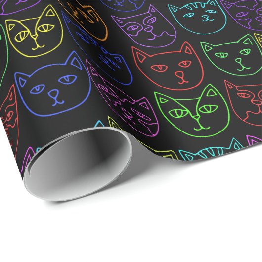 Neon Katten Cadeaupapier (Rol Hoek)