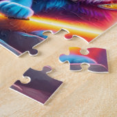 Neon katten met lasers regenboog kleuren katten legpuzzel (Zijkant)