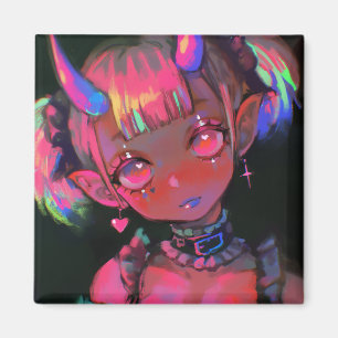 Neon Kawaii Demon Girl Pastel Goth Magneet