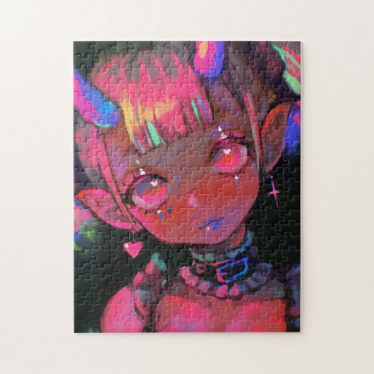 Neon Kawaii Demon Meisje Pastel Goth Legpuzzel (Verticaal)