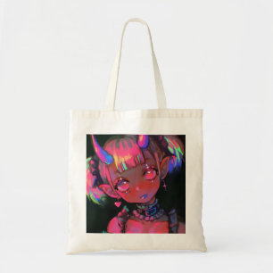 Neon Kawaii Demon Meisje Pastel Goth Tote Bag