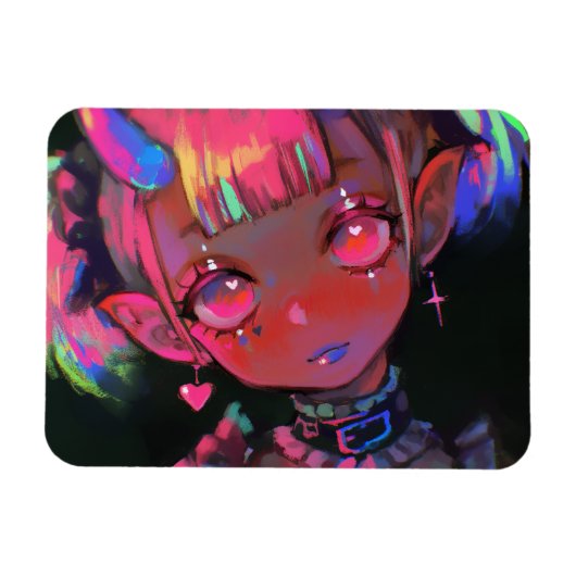 Neon Kawaii Duivel Meisje Pastel Goth Magneet (Horizontaal)