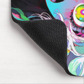 Neon Kawaii Shockwave: psychedelische anime Muismat (Hoek)