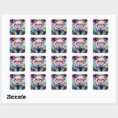 Neon Kawaii Shockwave: psychedelische anime Vierkante Sticker (Vel)