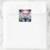 Neon Kawaii Shockwave: psychedelische anime Vierkante Sticker (Tas)