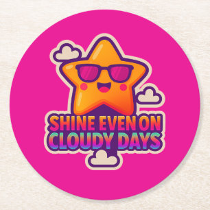 Neon Kawaii Star beroemd gemaakt door Shine Even O Ronde Kartonnen Onderzetter