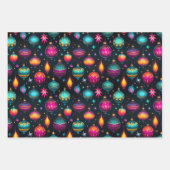 Neon Kerst Ornamenten Inpakpapier Vel (Voorkant 2)