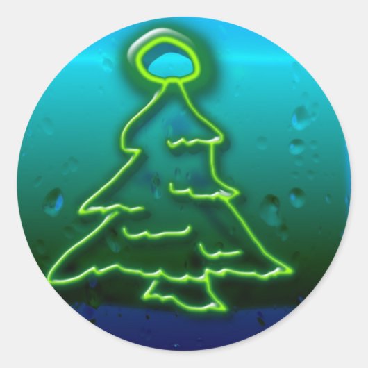 neon kerst ronde sticker (Voorkant)