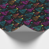 Neon kerstbomen cadeaupapier (Hoek)