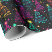 Neon kerstbomen cadeaupapier (Rol Hoek)