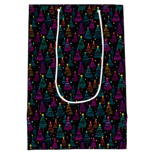 Neon kerstbomen medium cadeauzakje (Achterkant)