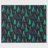 Neon kerstboom cadeaupapier (Vlak)
