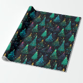 Neon kerstboom cadeaupapier (Uitgerold)