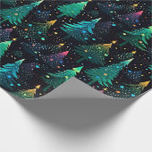 Neon kerstboom cadeaupapier (Hoek)