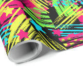 Neon kerstboom patroon inpakpapier (Rol Hoek)