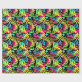 Neon kerstboom patroon inpakpapier (Vlak)