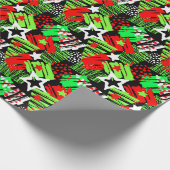 Neon kerstboom patroon inpakpapier (Hoek)