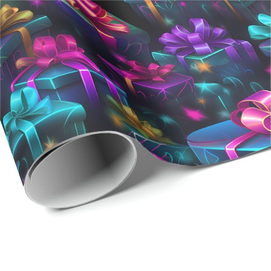 Neon kerstcadeaus cadeaupapier (Rol Hoek)