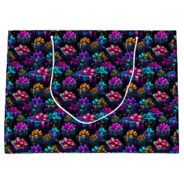 Neon kerstcadeaus groot cadeauzakje