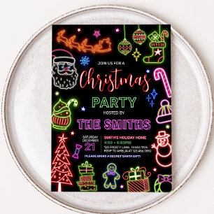 Neon Kerstfeest Kaart