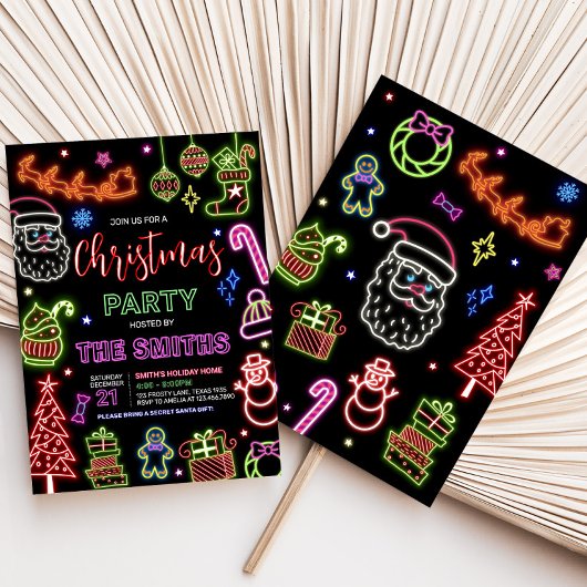 Neon Kerstfeest Kaart