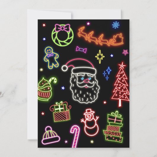 Neon Kerstfeest Kaart (Achterkant)
