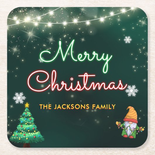 Neon kerstfeest kartonnen onderzetters (Voorkant)