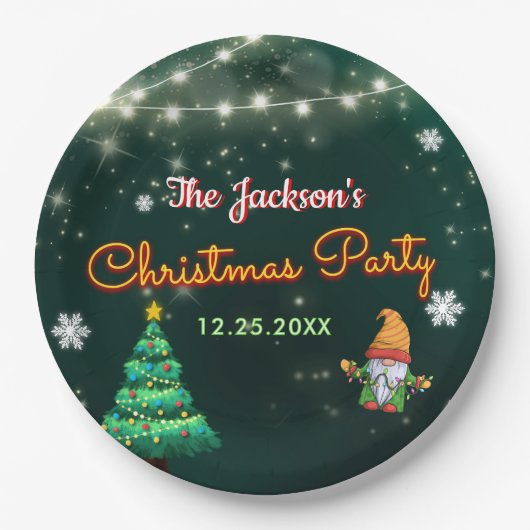 Neon kerstfeest papieren bordje (Voorkant)