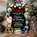 Neon Kerstfilm Night Kids Verjaardagsfeest Kaart<br><div class="desc">Neon Christmas Adult Party,  Glow In The Dark Christmas Party,  Glowy Jolly Friendsmas Party,  Glow Christmas Kantoor Holiday Party.</div>