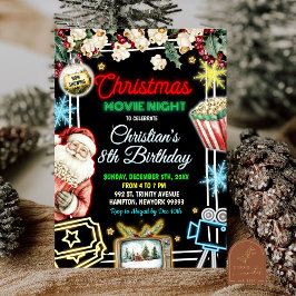 Neon Kerstfilm Night Kids Verjaardagsfeest Kaart
