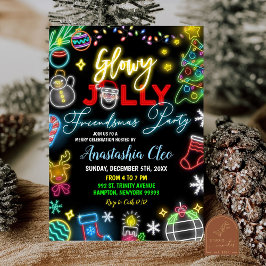 Neon Kerstman Glanzend Vrolijke VriendenKerst Vaka Kaart