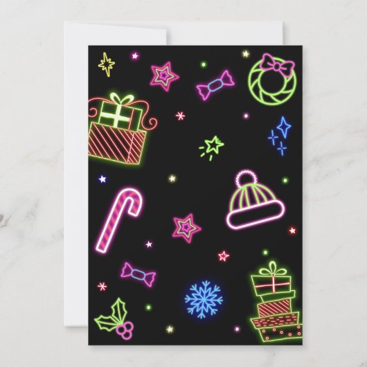 Neon Kerstman Modern Kerstfeest Kaart (Achterkant)