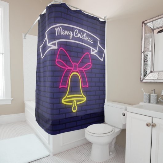 Neon Kerstmis Bell Douchegordijn (In situ)