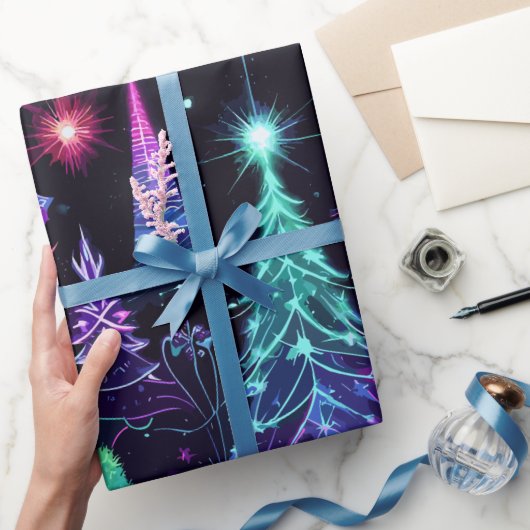Neon Kerstmis Cadeaupapier (Geschenken)