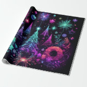 Neon Kerstmis Cadeaupapier (Uitgerold)