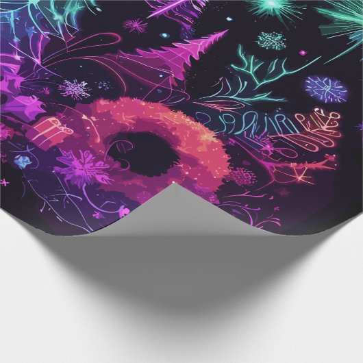 Neon Kerstmis Cadeaupapier (Hoek)