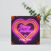 Neon Kerstmis Feest Kaart (Staand voorkant)