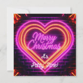 Neon Kerstmis Feest Kaart (Voorkant)