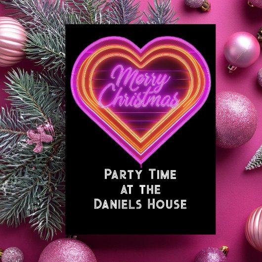 Neon Kerstmis Feest Kaart