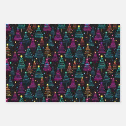 Neon Kerstmis Inpakpapier Vel (Voorkant 2)