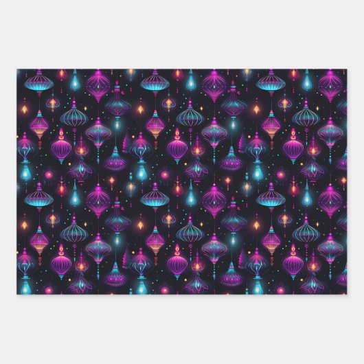 Neon Kerstmis Inpakpapier Vel (Voorkant)