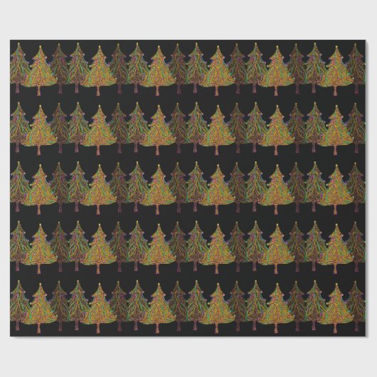 Neon Kerstmis LIghts Cadeaupapier (Vlak)