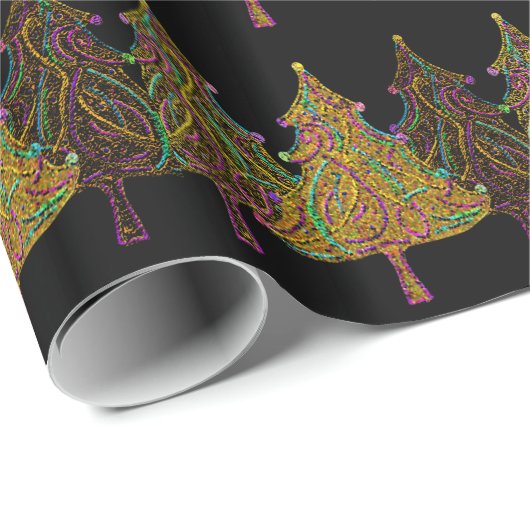 Neon Kerstmis LIghts Cadeaupapier (Rol Hoek)