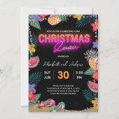 Neon Kerstmis Luau Party Invitation Card Kaart (Voorkant)