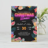 Neon Kerstmis Luau Party Invitation Card Kaart (Staand voorkant)